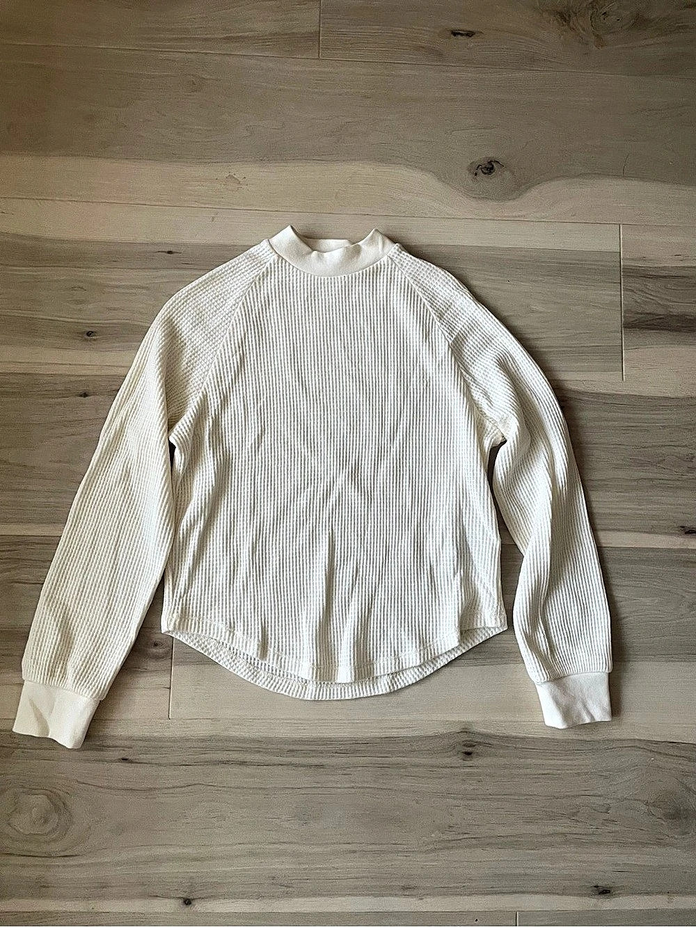 Madewell Mockneck Waffle Sweatshirt Tee Textured Top Cream XS